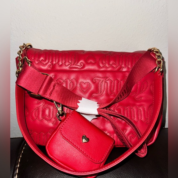 Juicy Couture Pink League Large Flap Cool Red Crossbody Bag - Picture 4 of 6